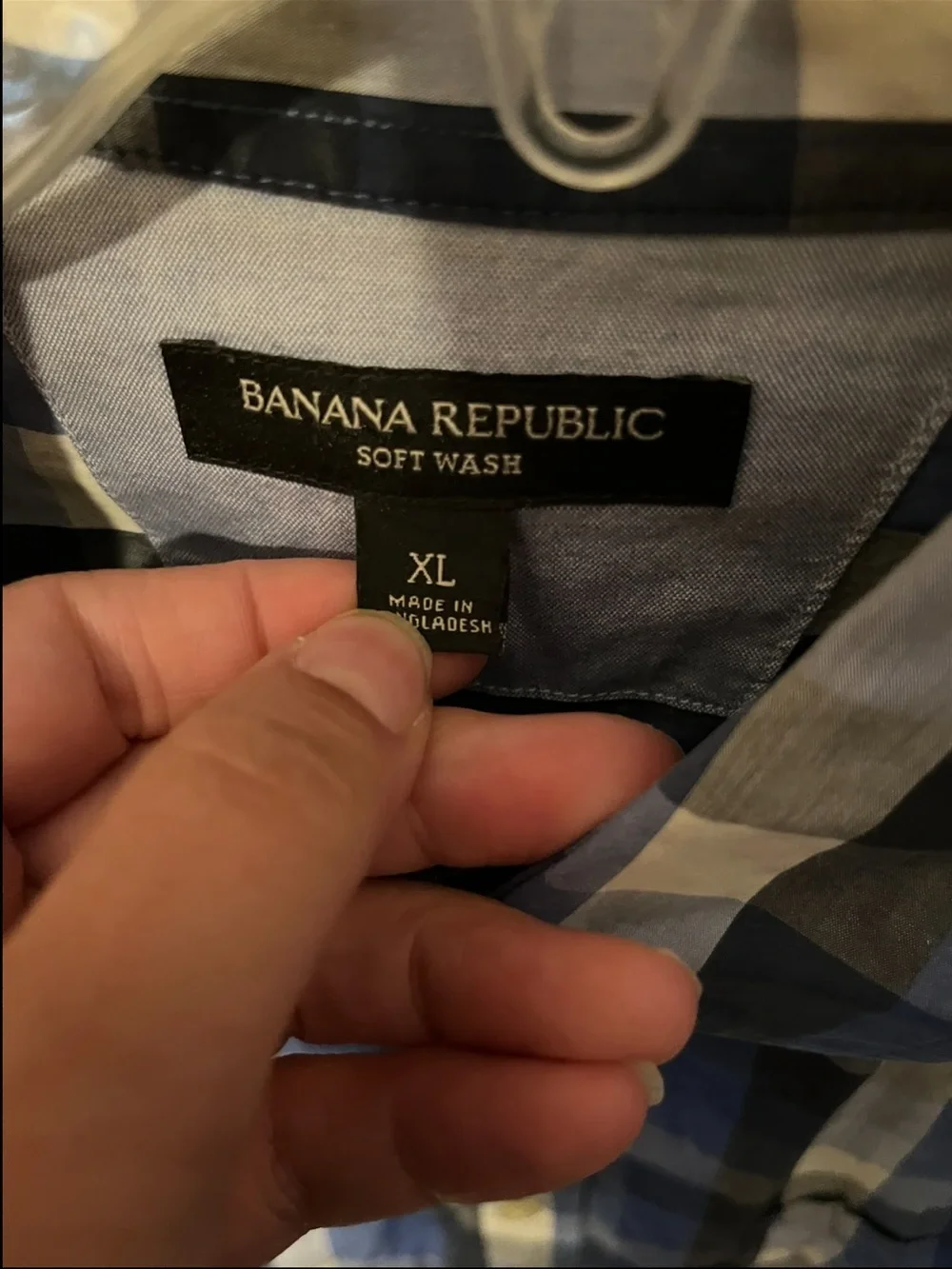 Banana Republic Men’s XL Soft Wash Shirt Blue Plaid Long Sleeve Button Down